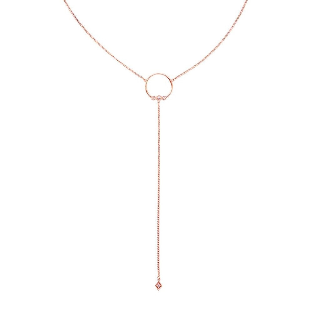 LUV AJ Full Bloom Lariat in Rose Gold